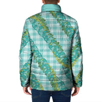Hawaii Jade Vine Lei Padded Jacket Aloha Palaka Motif - Turquoise - Polynesian Pride