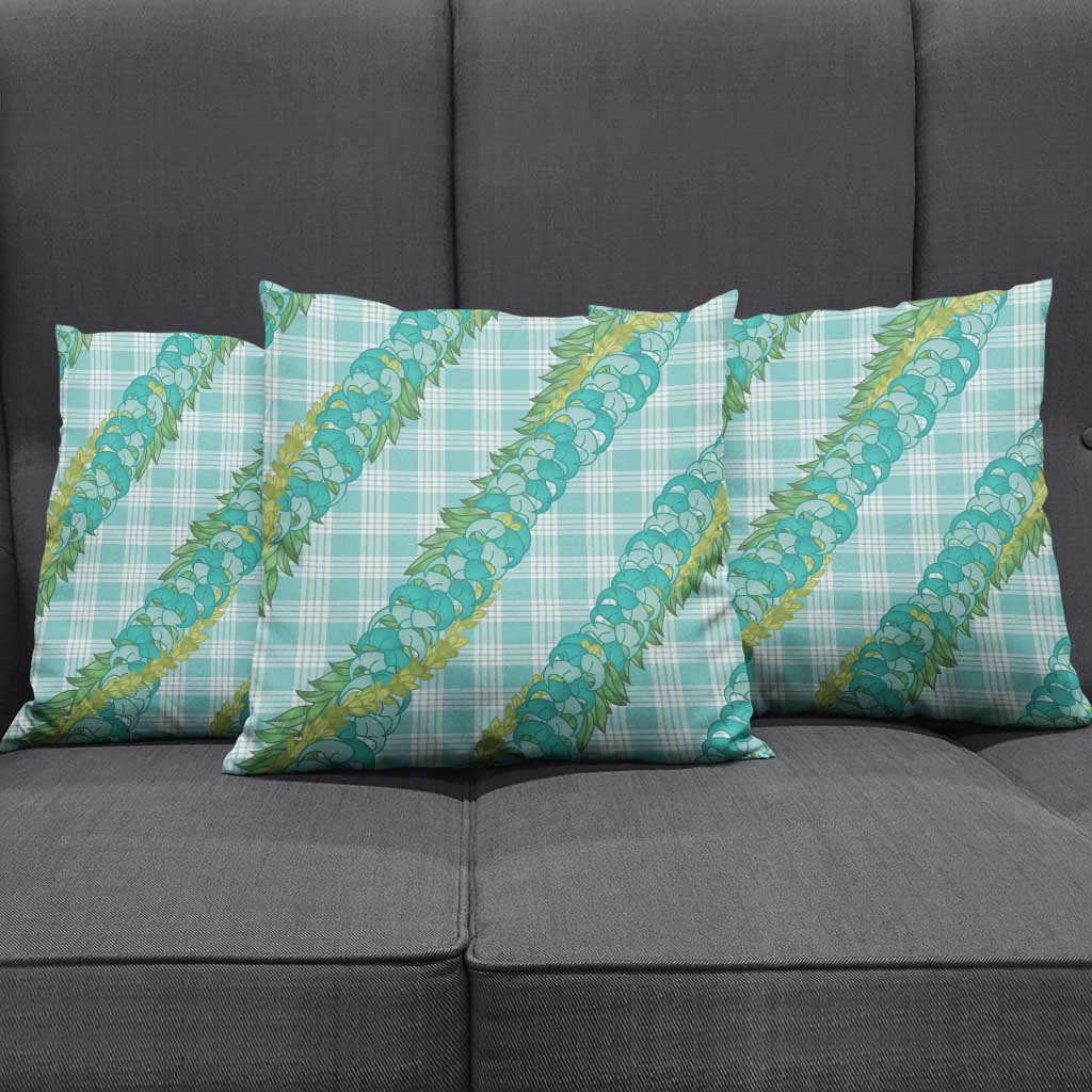 Hawaii Jade Vine Lei Pillow Cover Aloha Palaka Motif - Turquoise - Polynesian Pride