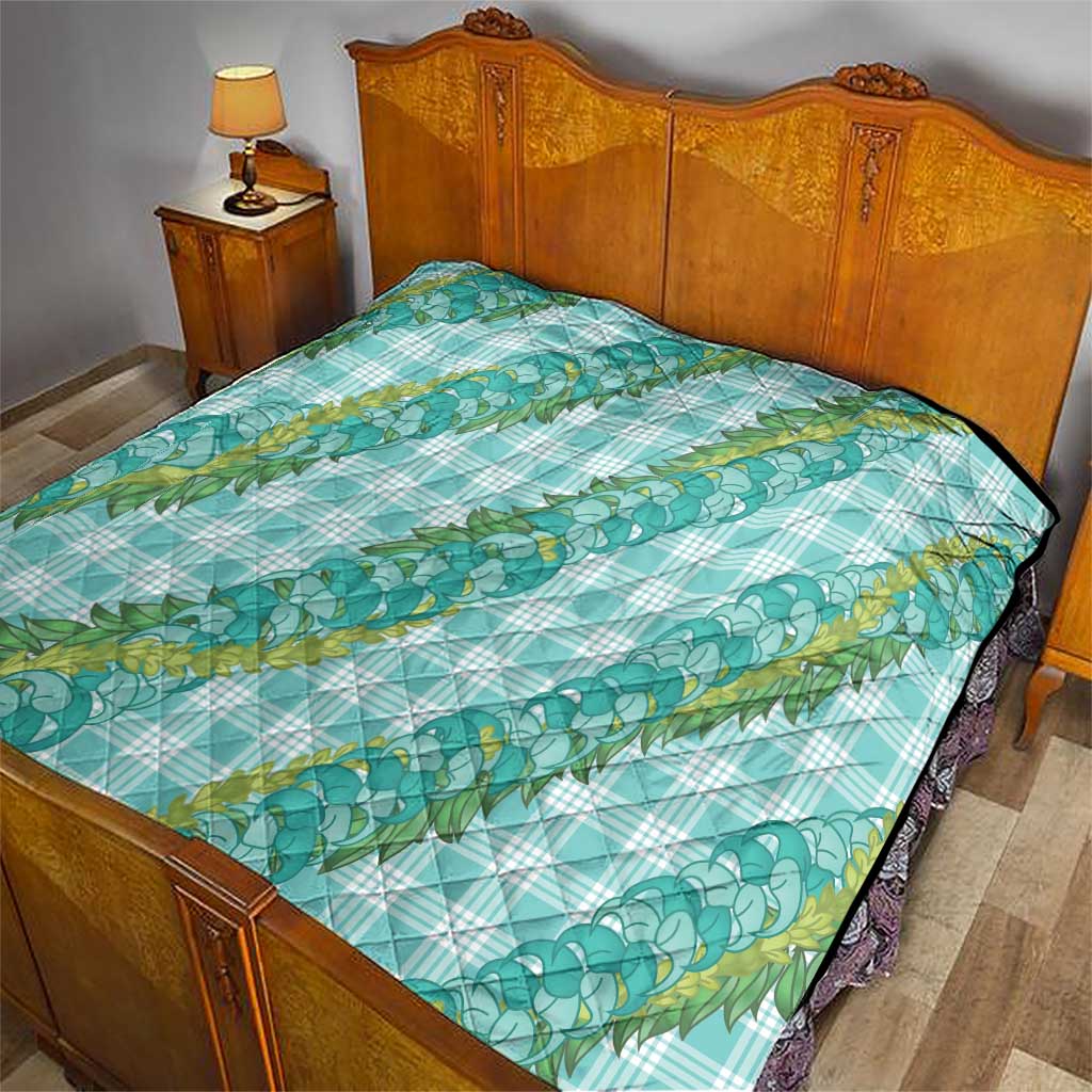 Hawaii Jade Vine Lei Quilt Aloha Palaka Motif - Turquoise - Polynesian Pride