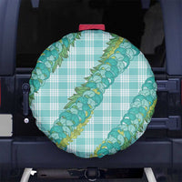Hawaii Jade Vine Lei Spare Tire Cover Aloha Palaka Motif - Turquoise - Polynesian Pride