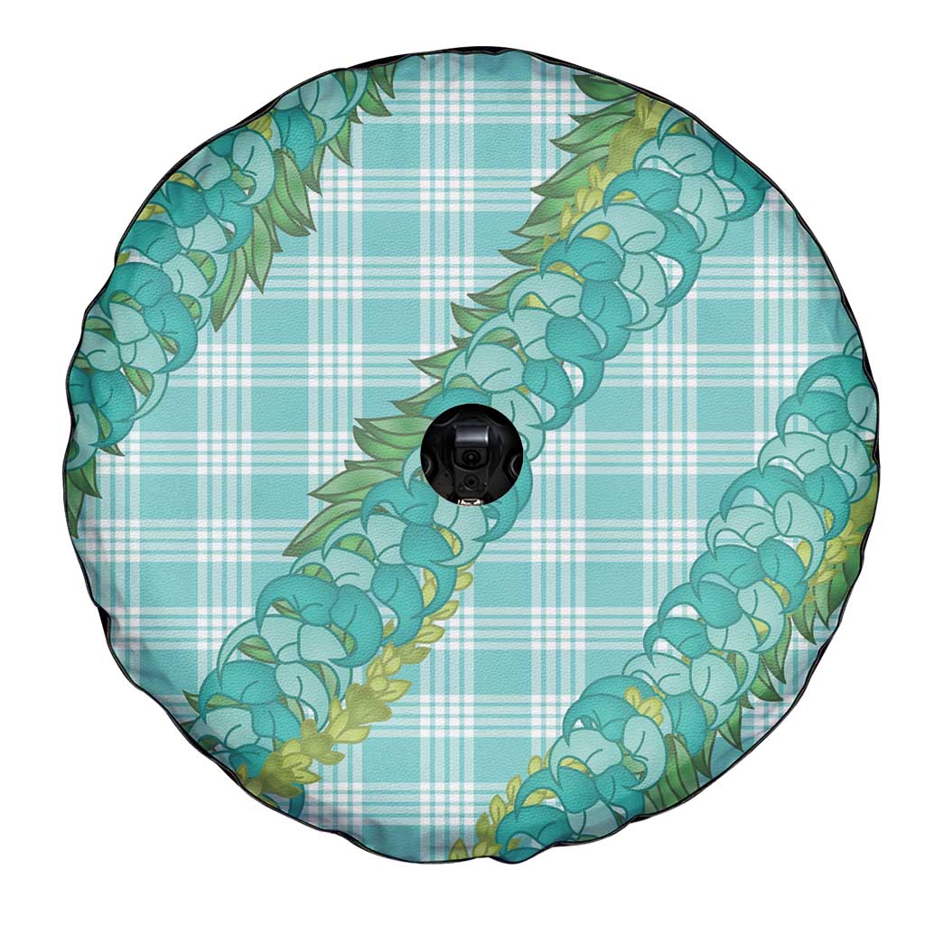 Hawaii Jade Vine Lei Spare Tire Cover Aloha Palaka Motif - Turquoise - Polynesian Pride