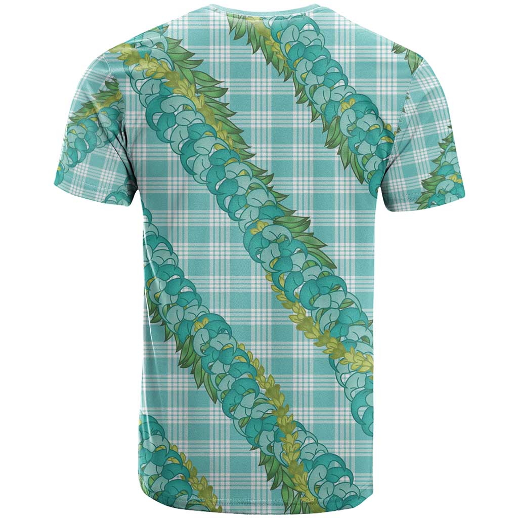 Hawaii Jade Vine Lei T Shirt Aloha Palaka Motif - Turquoise - Polynesian Pride