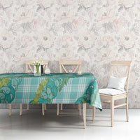 Hawaii Jade Vine Lei Tablecloth Aloha Palaka Motif - Turquoise - Polynesian Pride