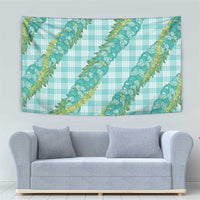 Hawaii Jade Vine Lei Tapestry Aloha Palaka Motif - Turquoise - Polynesian Pride