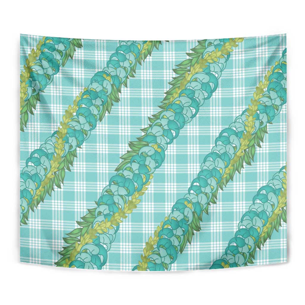 Hawaii Jade Vine Lei Tapestry Aloha Palaka Motif - Turquoise - Polynesian Pride