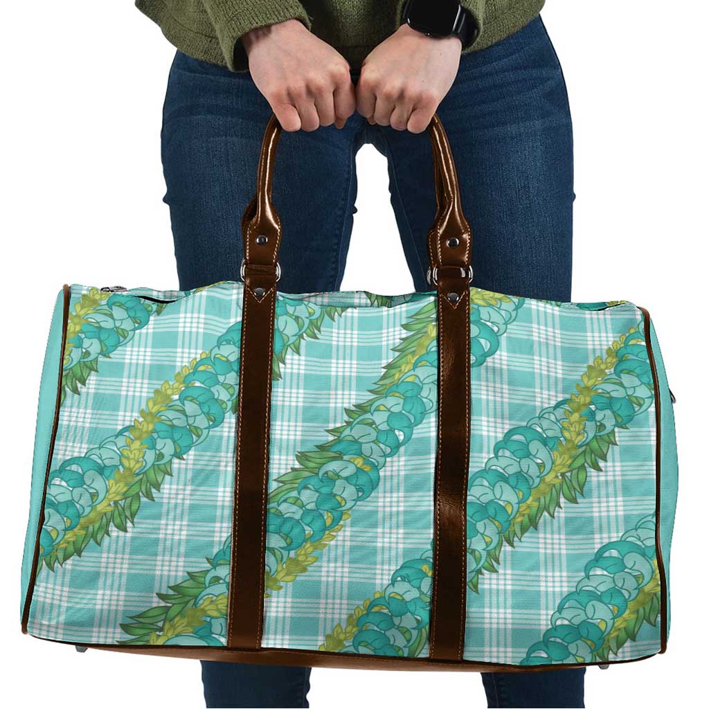 Hawaii Jade Vine Lei Travel Bag Aloha Palaka Motif - Turquoise - Polynesian Pride