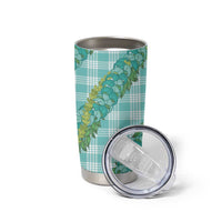 Hawaii Jade Vine Lei Tumbler Cup Aloha Palaka Motif - Turquoise - Polynesian Pride