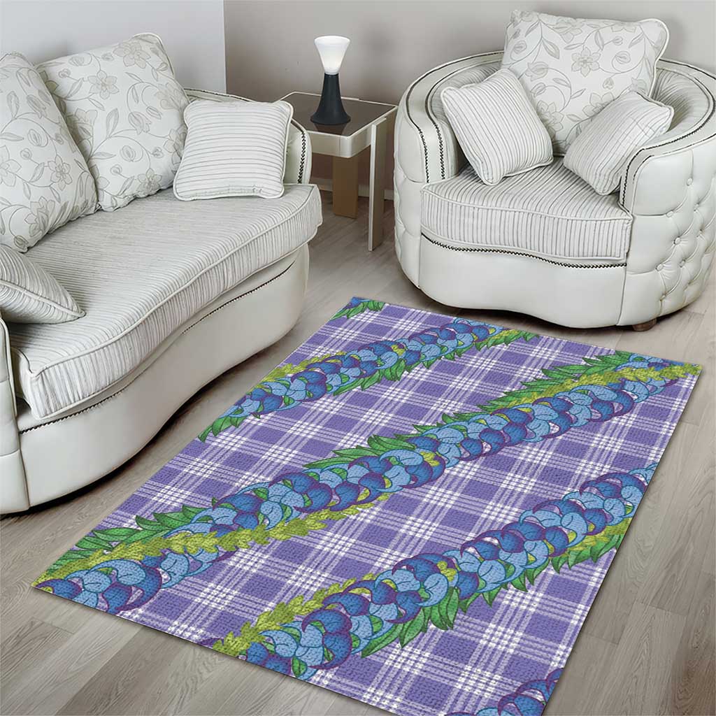 Hawaii Jade Vine Lei Area Rug Aloha Palaka Motif - Purple - Polynesian Pride