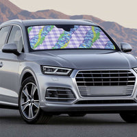 Hawaii Jade Vine Lei Auto Sun Shade Aloha Palaka Motif - Purple - Polynesian Pride