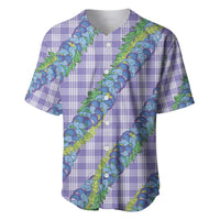 Hawaii Jade Vine Lei Baseball Jersey Aloha Palaka Motif - Purple - Polynesian Pride