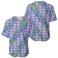 Hawaii Jade Vine Lei Baseball Jersey Aloha Palaka Motif - Purple - Polynesian Pride
