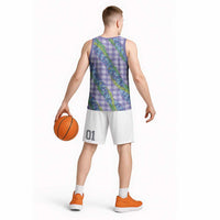 Hawaii Jade Vine Lei Basketball Jersey Aloha Palaka Motif - Purple - Polynesian Pride