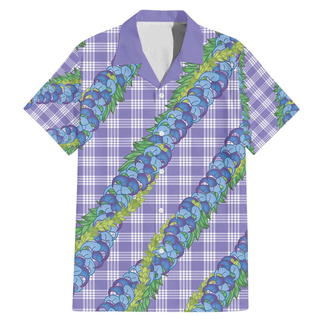 Hawaii Jade Vine Lei Family Matching Mermaid Dress and Hawaiian Shirt Aloha Palaka Motif - Purple - Polynesian Pride