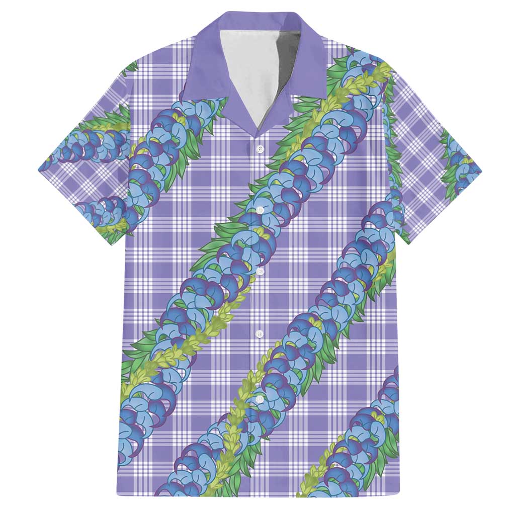 Hawaii Jade Vine Lei Family Matching Off Shoulder Maxi Dress and Hawaiian Shirt Aloha Palaka Motif - Purple - Polynesian Pride