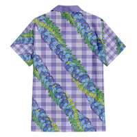 Hawaii Jade Vine Lei Family Matching Off Shoulder Short Dress and Hawaiian Shirt Aloha Palaka Motif - Purple - Polynesian Pride
