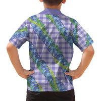 Hawaii Jade Vine Lei Family Matching Puletasi and Hawaiian Shirt Aloha Palaka Motif - Purple - Polynesian Pride