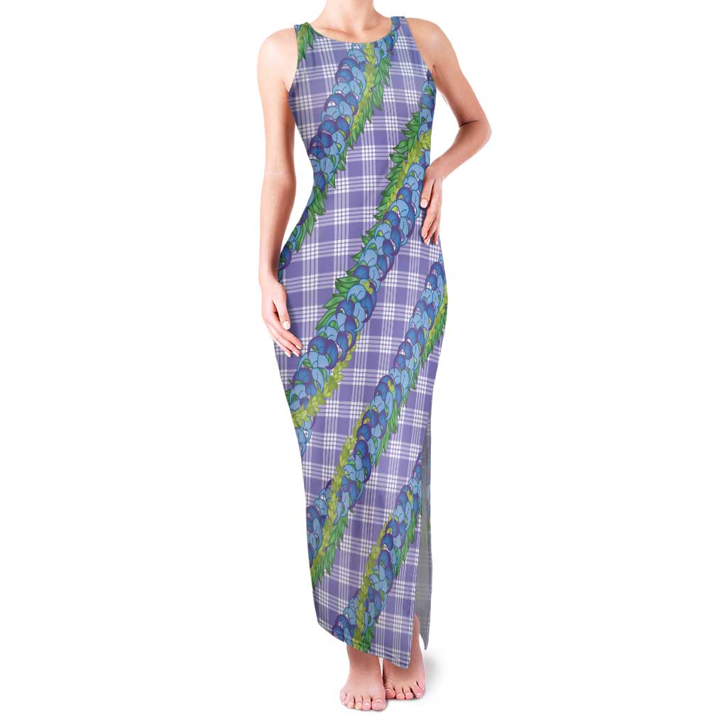 Hawaii Jade Vine Lei Family Matching Tank Maxi Dress and Hawaiian Shirt Aloha Palaka Motif - Purple - Polynesian Pride