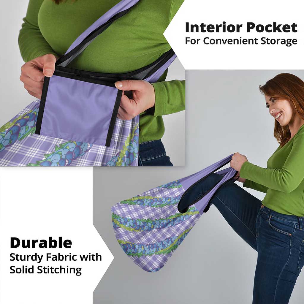 Hawaii Jade Vine Lei Grocery Bag Aloha Palaka Motif - Purple - Polynesian Pride