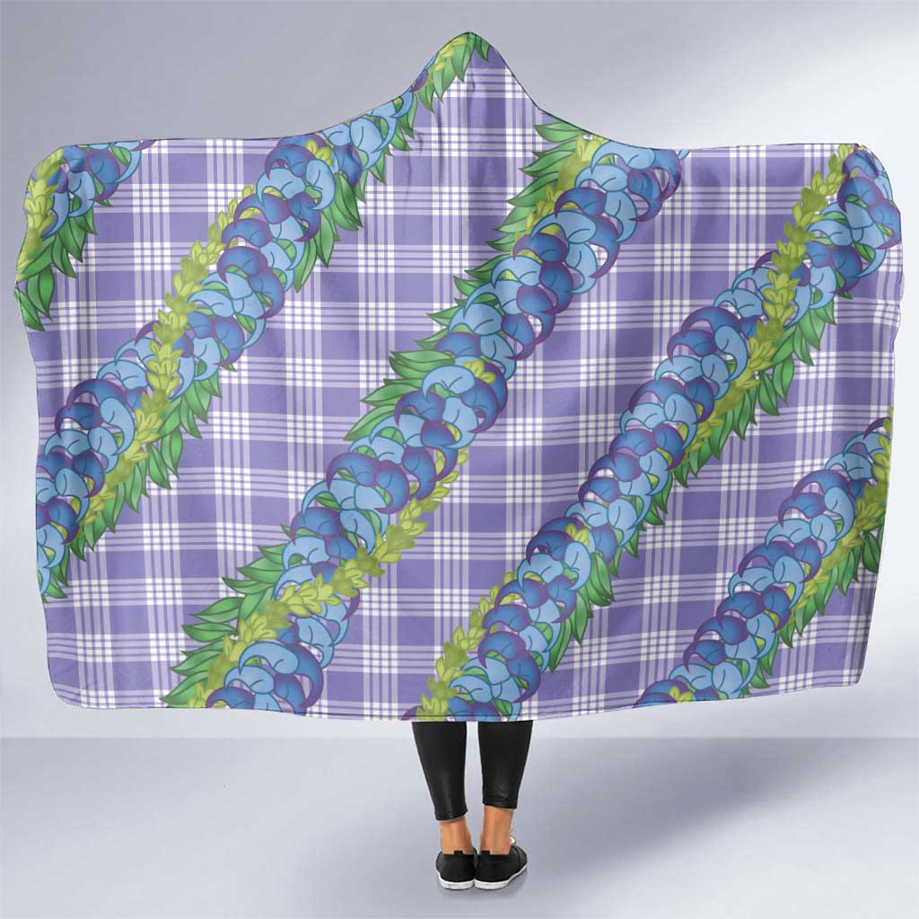 Hawaii Jade Vine Lei Hooded Blanket Aloha Palaka Motif - Purple - Polynesian Pride