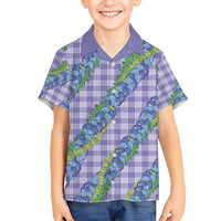 Hawaii Jade Vine Lei Kid Hawaiian Shirt Aloha Palaka Motif - Purple LT14 Kid Purple - Polynesian Pride