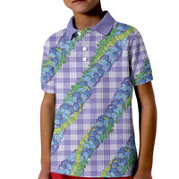 Hawaii Jade Vine Lei Kid Polo Shirt Aloha Palaka Motif - Purple LT14 Kid Purple - Polynesian Pride