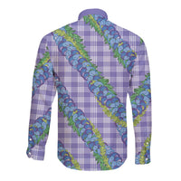 Hawaii Jade Vine Lei Long Sleeve Button Shirt Aloha Palaka Motif - Purple - Polynesian Pride