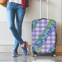 Hawaii Jade Vine Lei Luggage Cover Aloha Palaka Motif - Purple - Polynesian Pride