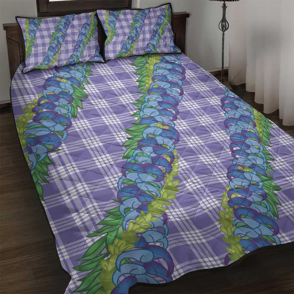 Hawaii Jade Vine Lei Quilt Bed Set Aloha Palaka Motif - Purple - Polynesian Pride