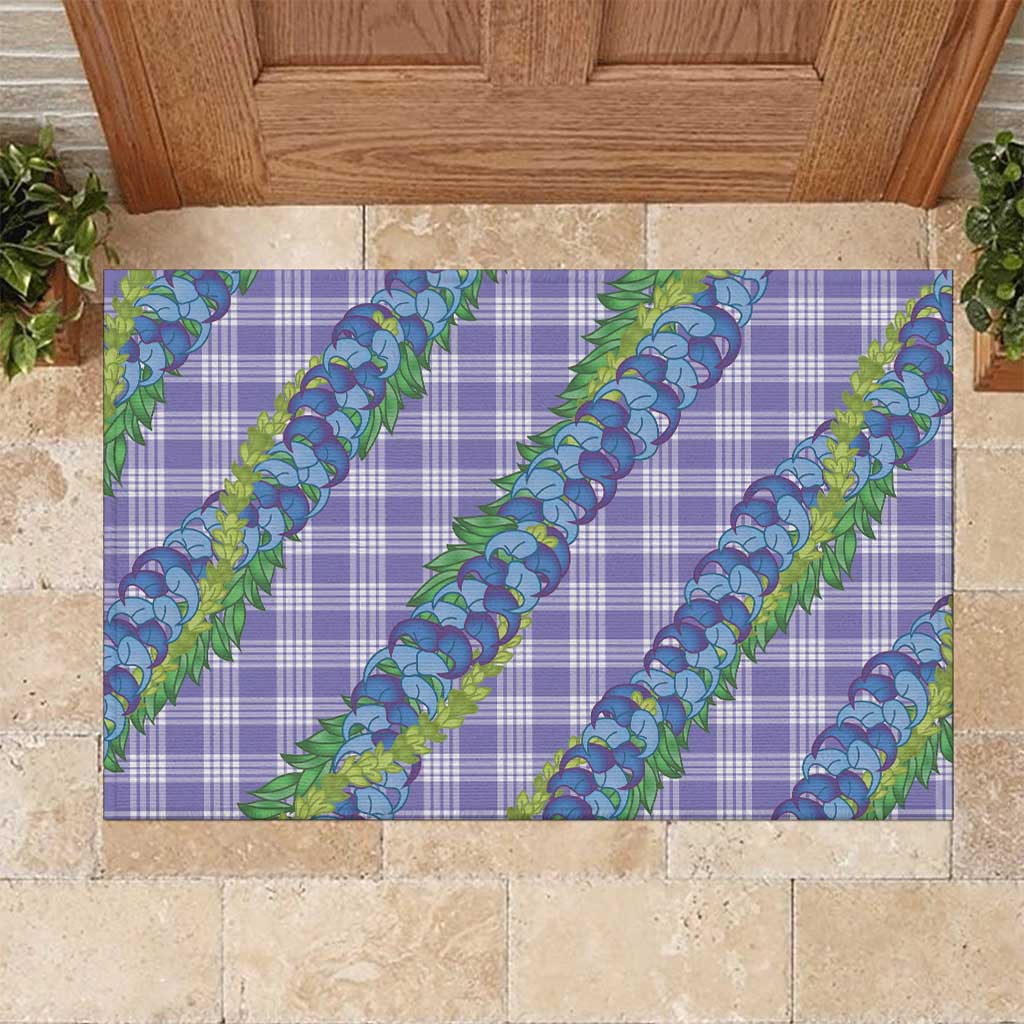 Hawaii Jade Vine Lei Rubber Doormat Aloha Palaka Motif - Purple - Polynesian Pride