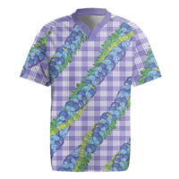 Hawaii Jade Vine Lei Rugby Jersey Aloha Palaka Motif - Purple - Polynesian Pride