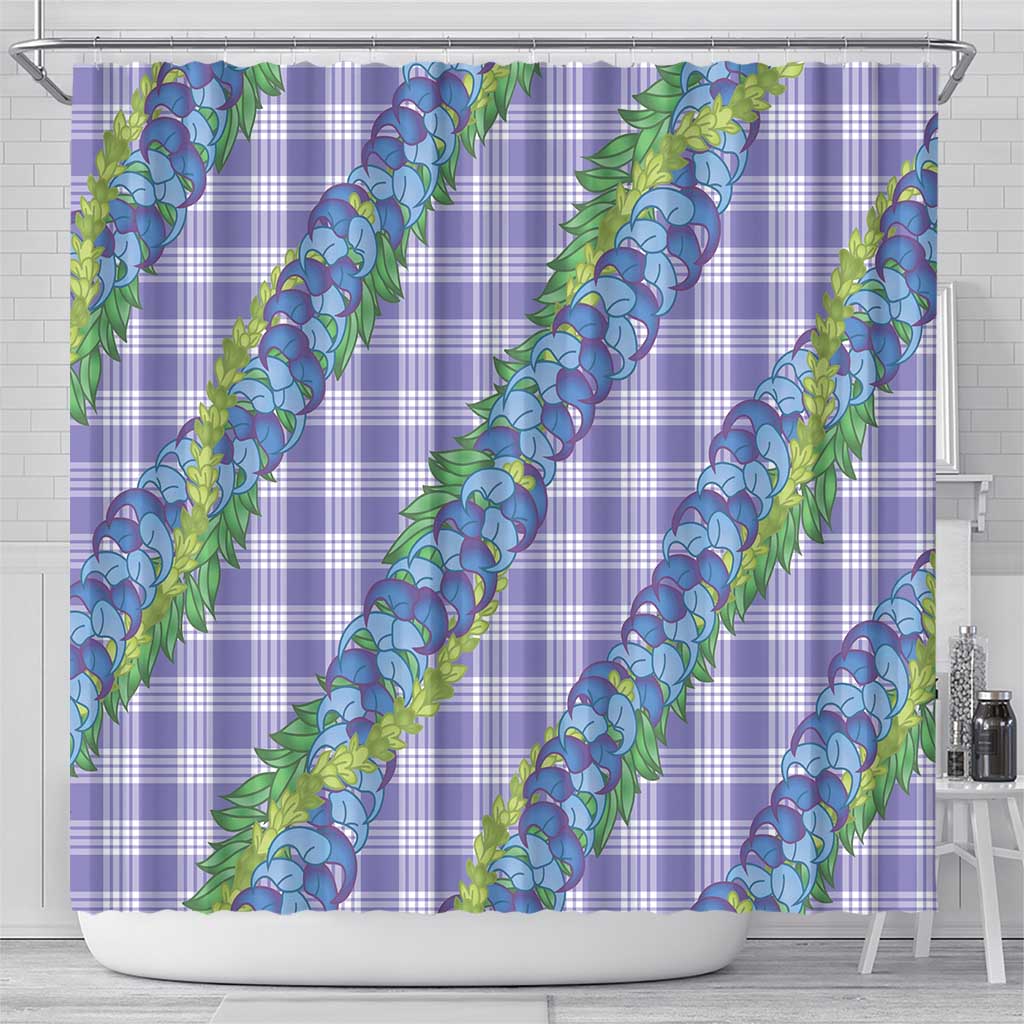 Hawaii Jade Vine Lei Shower Curtain Aloha Palaka Motif - Purple - Polynesian Pride