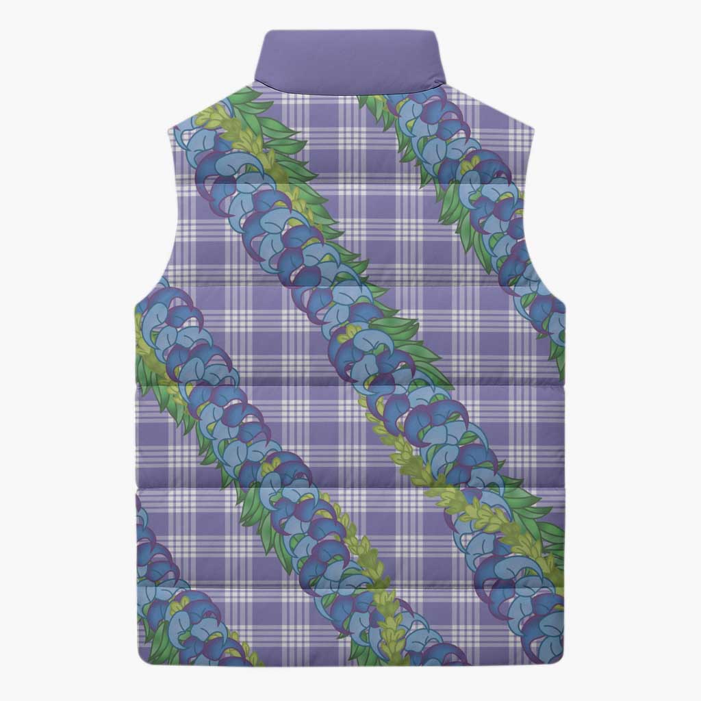 Hawaii Jade Vine Lei Sleeveless Puffer Jacket Aloha Palaka Motif - Purple - Polynesian Pride