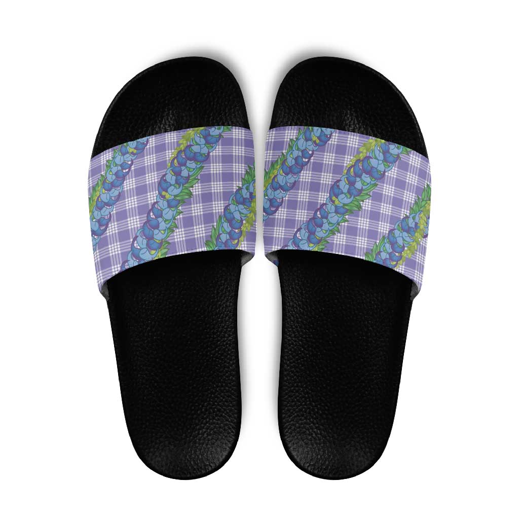 Hawaii Jade Vine Lei Slide Sandals Aloha Palaka Motif - Purple - Polynesian Pride
