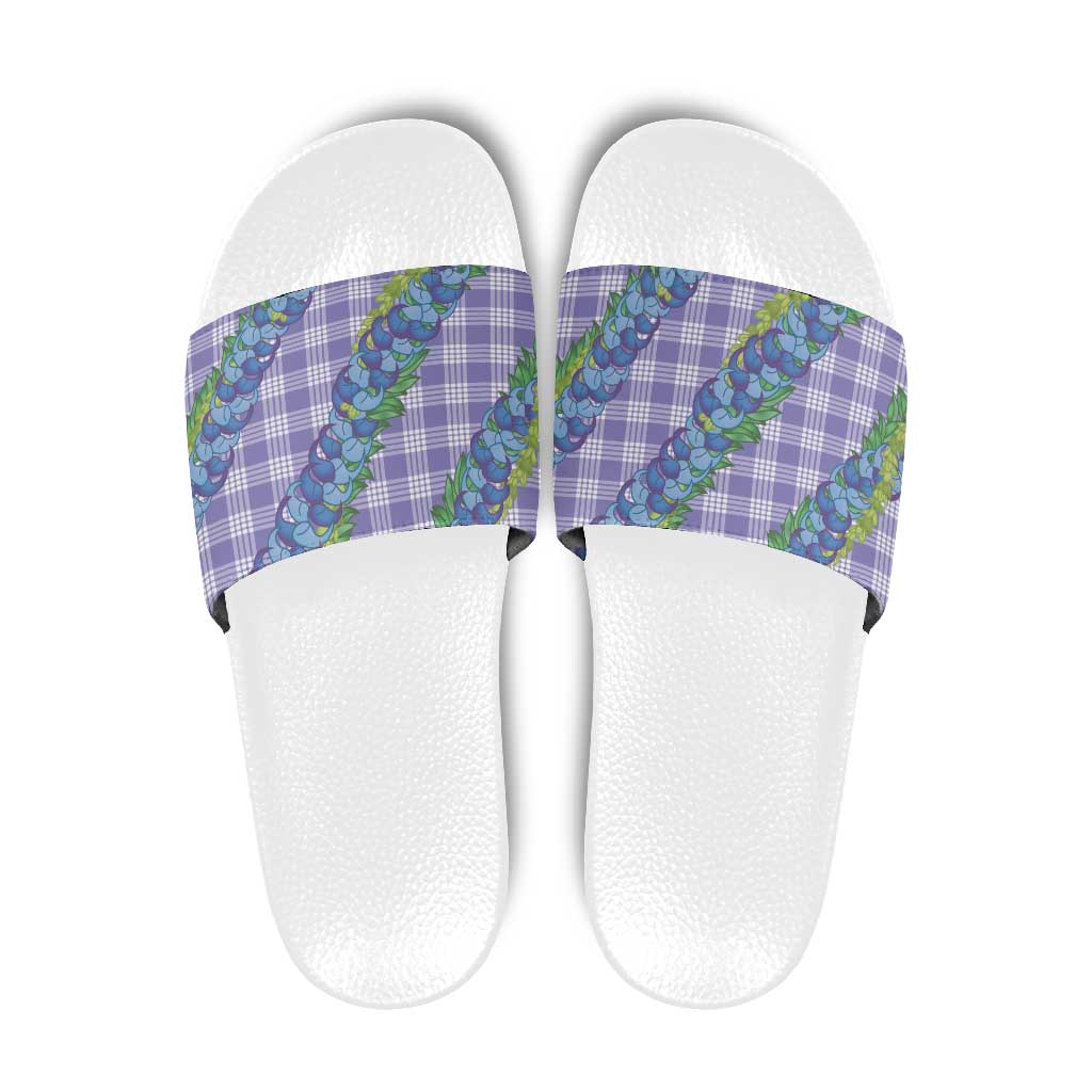 Hawaii Jade Vine Lei Slide Sandals Aloha Palaka Motif - Purple - Polynesian Pride