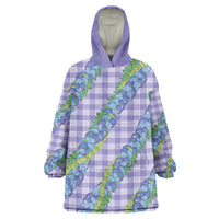 Hawaii Jade Vine Lei Wearable Blanket Hoodie Aloha Palaka Motif - Purple - Polynesian Pride