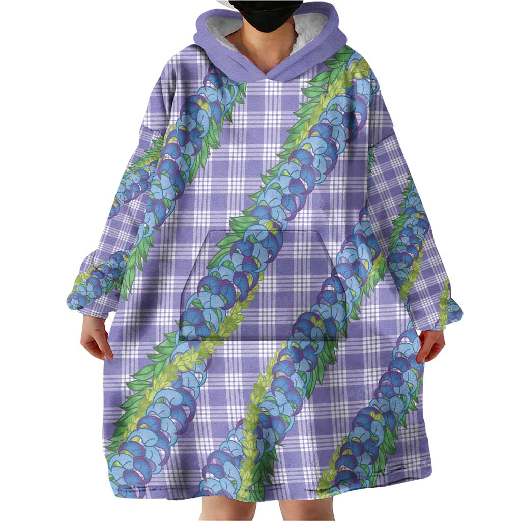 Hawaii Jade Vine Lei Wearable Blanket Hoodie Aloha Palaka Motif - Purple - Polynesian Pride
