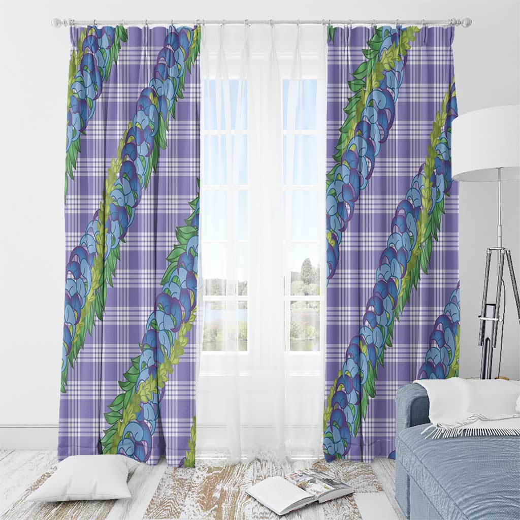 Hawaii Jade Vine Lei Window Curtain Aloha Palaka Motif - Purple - Polynesian Pride