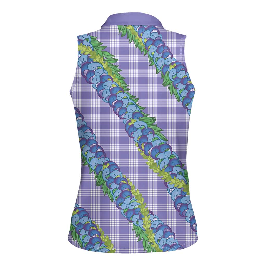 Hawaii Jade Vine Lei Women Sleeveless Polo Shirt Aloha Palaka Motif - Purple - Polynesian Pride
