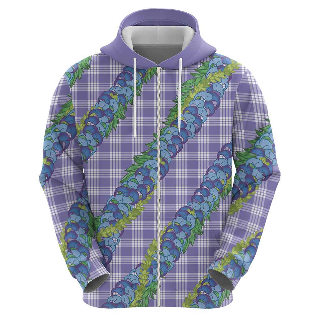 Hawaii Jade Vine Lei Zip Hoodie Aloha Palaka Motif - Purple - Polynesian Pride