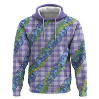 Hawaii Jade Vine Lei Zip Hoodie Aloha Palaka Motif - Purple - Polynesian Pride