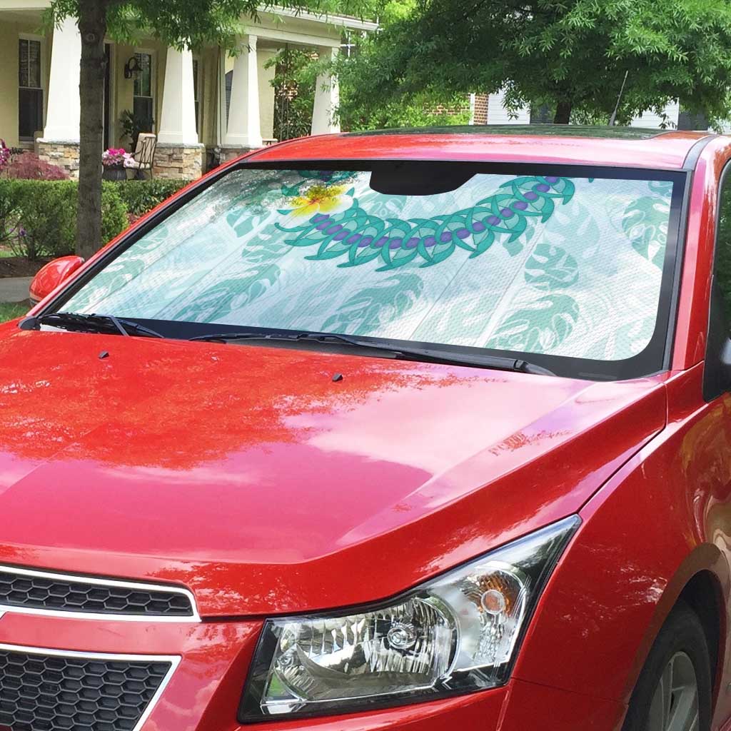 Jade Vine Lei Hawaii Auto Sun Shade Aloha Seamless Tropical Leaves - Polynesian Pride