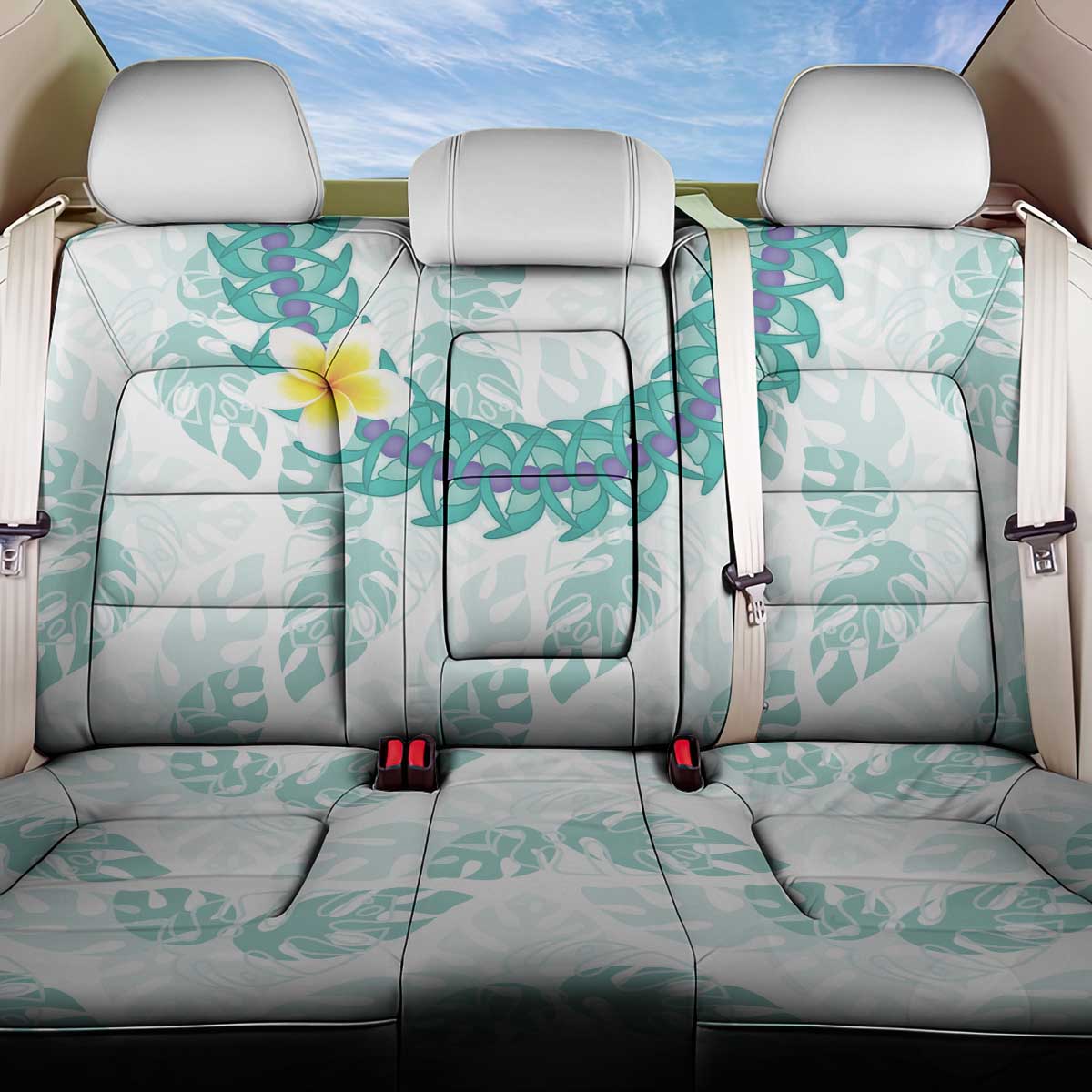 Jade Vine Lei Hawaii Back Car Seat Cover Aloha Seamless Tropical Leaves - Polynesian Pride