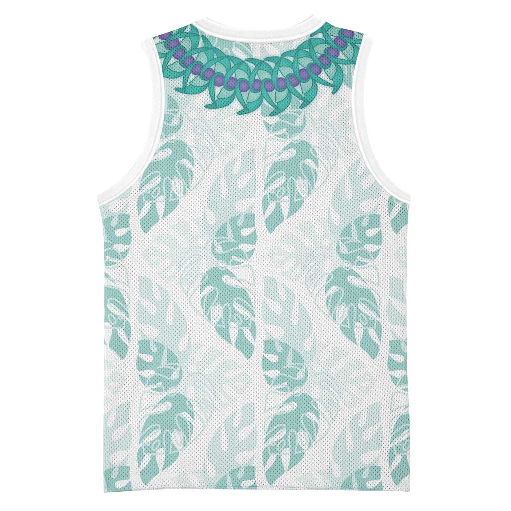 Jade Vine Lei Hawaii Basketball Jersey Aloha Seamless Tropical Leaves - Polynesian Pride