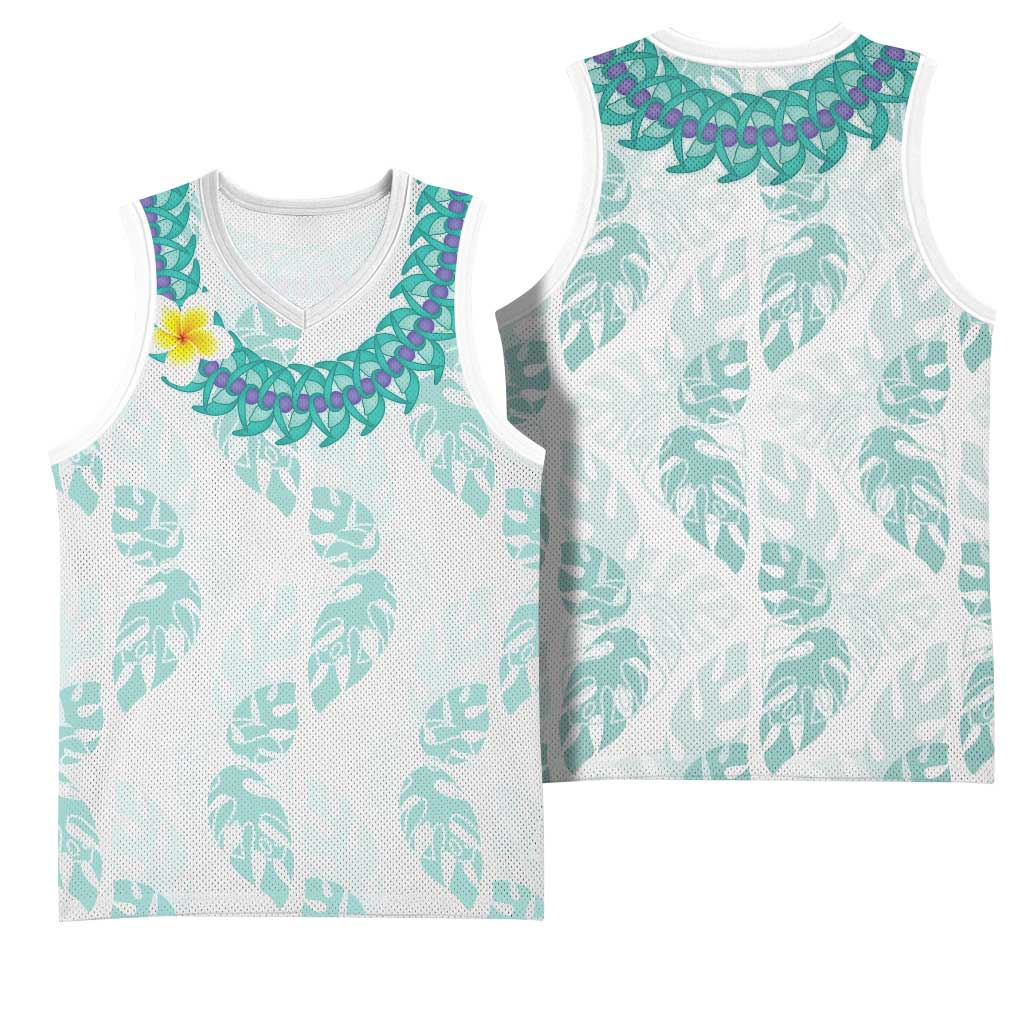 Jade Vine Lei Hawaii Basketball Jersey Aloha Seamless Tropical Leaves - Polynesian Pride