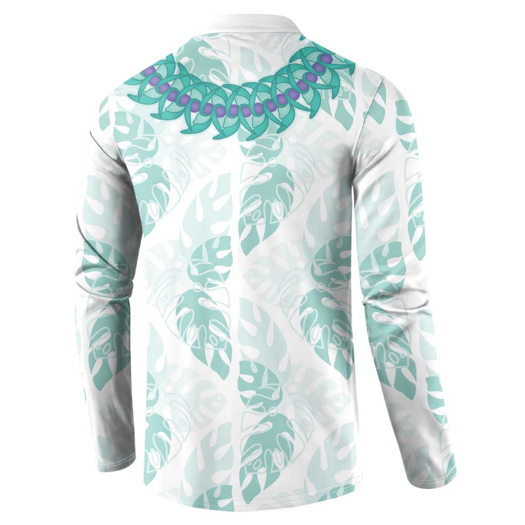 Jade Vine Lei Hawaii Button Sweatshirt Aloha Seamless Tropical Leaves - Polynesian Pride