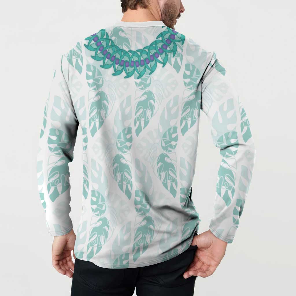 Jade Vine Lei Hawaii Button Sweatshirt Aloha Seamless Tropical Leaves - Polynesian Pride
