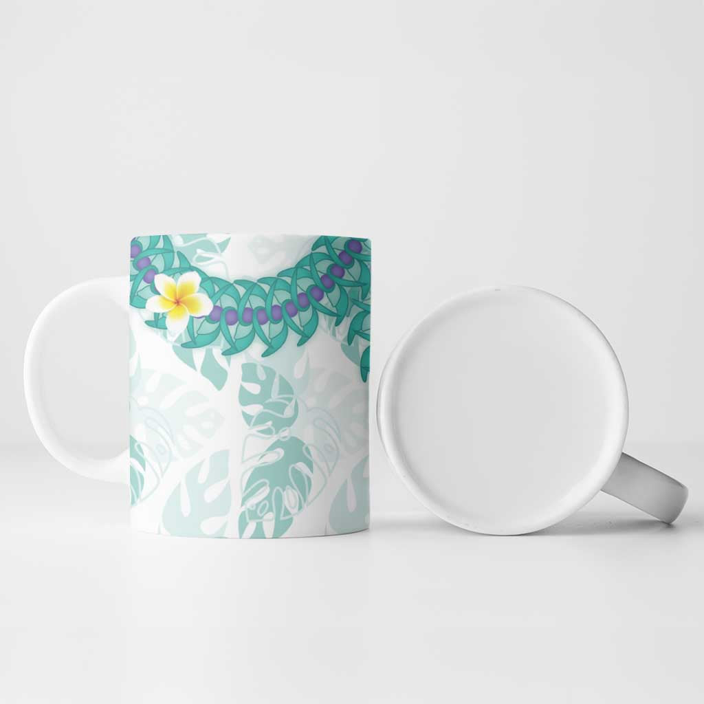 Jade Vine Lei Hawaii Ceramic Mug Aloha Seamless Tropical Leaves - Polynesian Pride