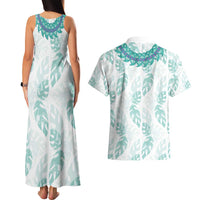 Jade Vine Lei Hawaii Couples Matching Tank Maxi Dress and Hawaiian Shirt Aloha Seamless Tropical Leaves - Polynesian Pride