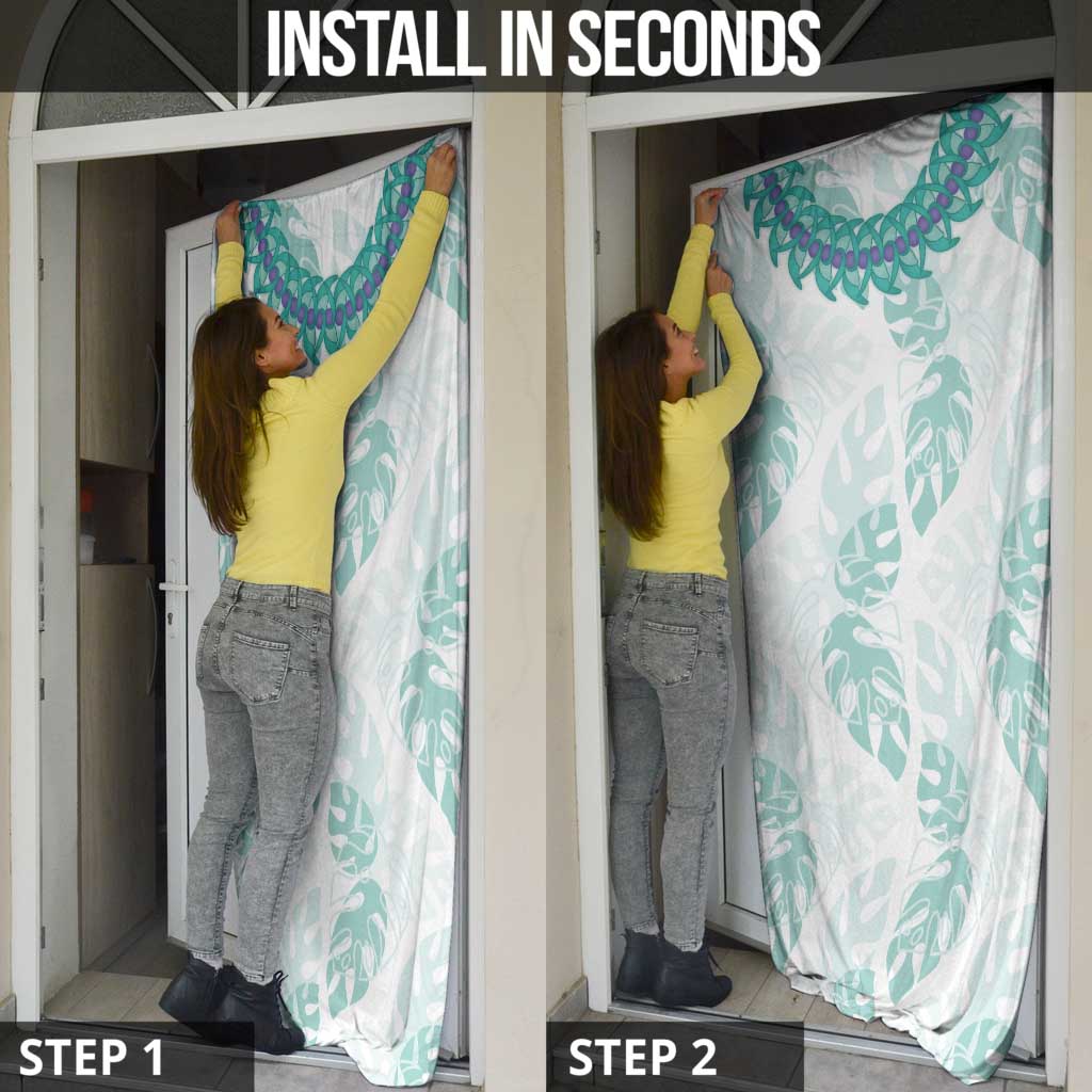 Jade Vine Lei Hawaii Door Cover Aloha Seamless Tropical Leaves - Polynesian Pride