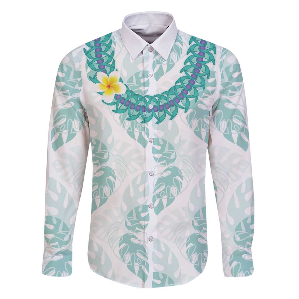Jade Vine Lei Hawaii Family Matching Long Sleeve Bodycon Dress and Hawaiian Shirt Aloha Seamless Tropical Leaves - Polynesian Pride